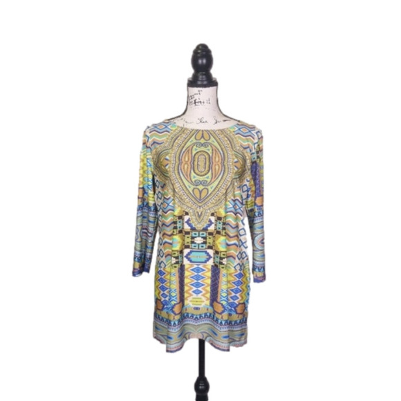 Isle by Melis Kozan Geometric Print Tunic Top - Picture 1 of 5